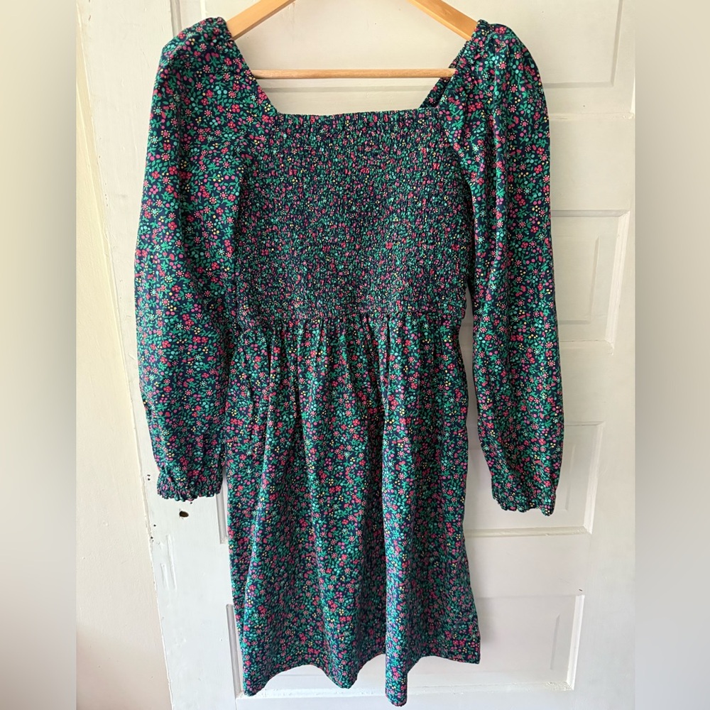 Crewcuts Green and Pink Smocked Sundress with Bishop Sleeves